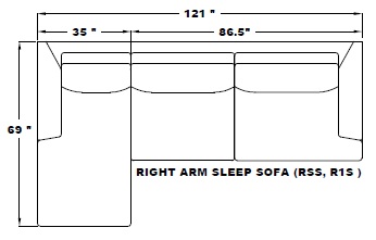 LEFT ARM SLEEPER SOFA
